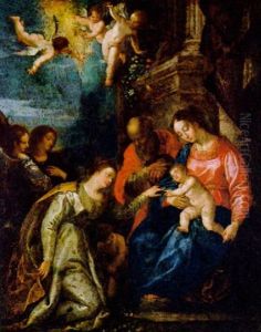 Die Mystische Vermahlung Der Heiligen Katharina by Jacopo (da Empoli) Chimenti