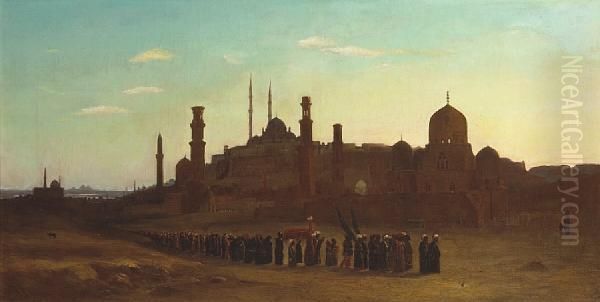 A Procession Outside A Town In Egypt - view 1