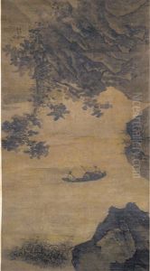 Fisherman In Landscape by Chinese School-Ming Dynasty