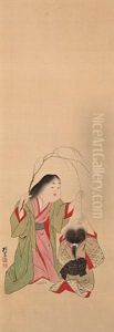 Otafuku In The Twelve Months (set Of 12) by Onishi Chinnen