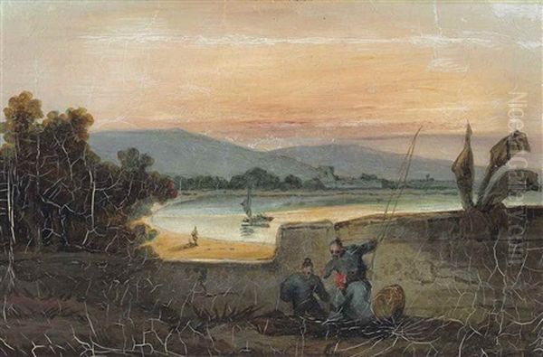 Sunset, Macao, With Fishermen, And A Bay Beyond - view 1