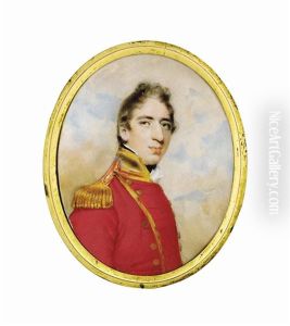 George Chaplin Holroyd (1790-1871), In Army Uniform: Red Coat With Gold Braiding And Epaulettes by George Chinnery