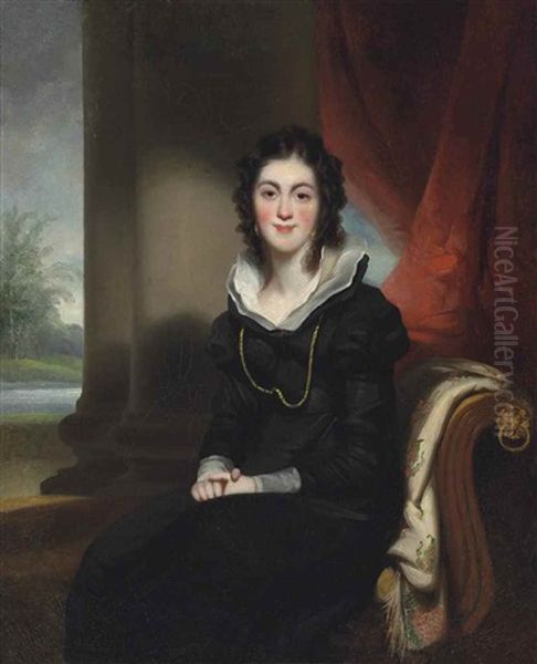 Portrait Of Catherine Hungerford, Seated Three-quarter Length In Black On A Chaise Longue, At Calcutta - view 1