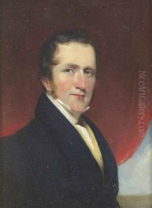 Portrait Of A Gentleman, Half-length, In A Black Coat, Before A Red Curtain
