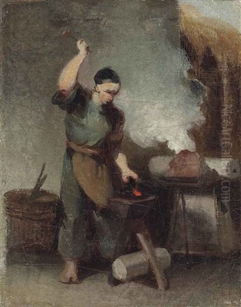 A Chinese Blacksmith At His Forge - view 1