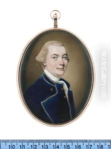 Hugh Seton, Wearing Blue Coat With Gold Piping And Buttons, White Frilled Chemise And Stock, His Powdered Wig Worn En Queue Hugh Seton, Wearing Blue Coat With Gold Piping And Buttons, White Frilled Chemise And Stock, His Powdered Wig Worn En Queue