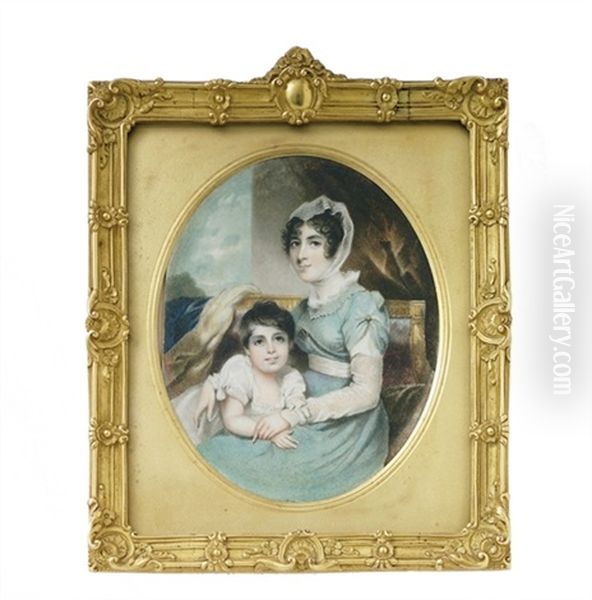 The Lady In Light Blue Dress With White Sash, Gem-set Brooches Fastened At Corsage And Sleeve - view 1