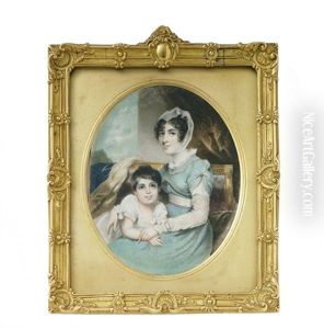 The Lady In Light Blue Dress With White Sash, Gem-set Brooches Fastened At Corsage And Sleeve The Lady In Light Blue Dress With White Sash, Gem-set Brooches Fastened At Corsage And Sleeve