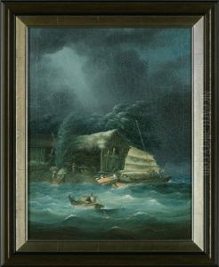 Ferry Station On The Pearl River Near Canton by George Chinnery