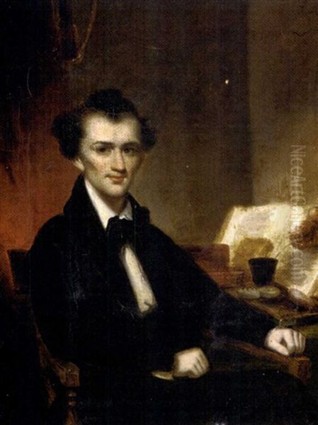 Portrait Of A Gentleman, Seated Small Three Quarter Length, At A Desk - view 1