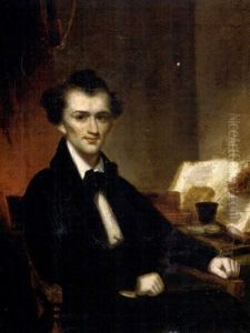 Portrait Of A Gentleman, Seated Small Three Quarter Length, At A Desk by George Chinnery