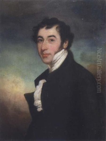 Portrait Of A Gentleman Wearing A Black Coat And A White Stock - view 1
