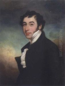 Portrait Of A Gentleman Wearing A Black Coat And A White Stock