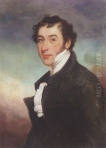 Portrait Of A Gentleman Wearing A Black Overcoat And White Cravat
