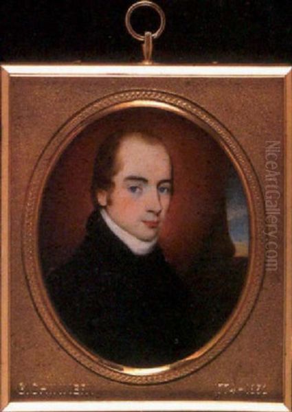 A Gentleman In Black Coat, Waistcoat And White Cravat, Red Curtain And Column Background - view 1