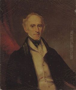 Portrait Of A Gentleman Wearing A Black Coat And A Yellow Waistcoat by George Chinnery