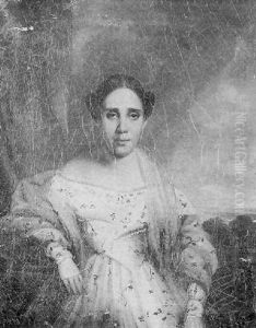 Portrait Of A Lady On A Balcony, A Park Landscape Beyond