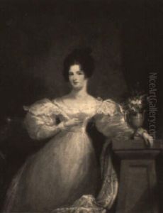 Portrait Of A Lady Beside A Stone Pedestal by George Chinnery