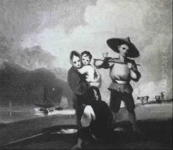 Chinese Family In A River Landscape - view 1