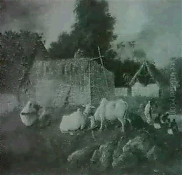 Figures And Cattle Before A Village - view 1