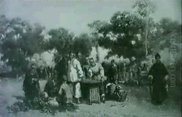 A Market Scene With Numerous Figures - view 1