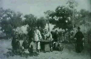 A Market Scene With Numerous Figures