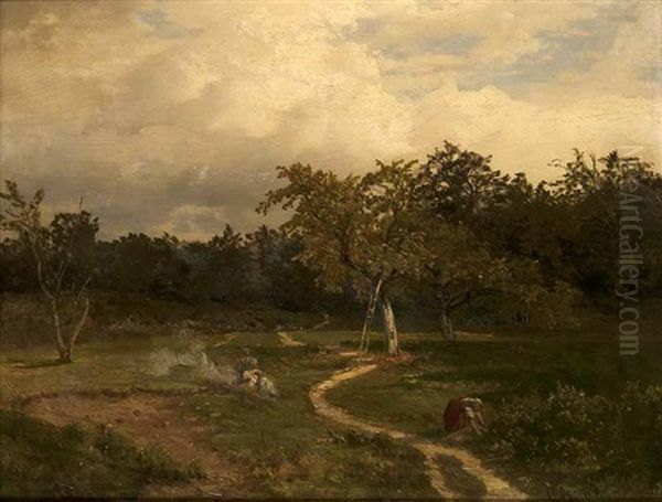 Bauern Bei Der Arbeit In Einer Wiesenlandschaft - view 1