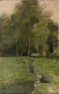 Pres [de] Montchauvet, Chemin Allant Au Moulin (study) (retouched By Corot)