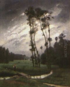 Paysanne Au Bord D'un Ruisseau Au Crepuscule Paysanne Au Bord D'un Ruisseau Au Crepuscule