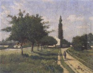 Paysan Sur La Route Du Village by Antoine Chintreuil
