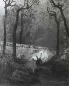 Petit Pont Sur La Riviere En Sous-bois by Antoine Chintreuil