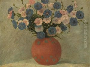 Flower Bouquet In Round Vase by Demetre Chiparus