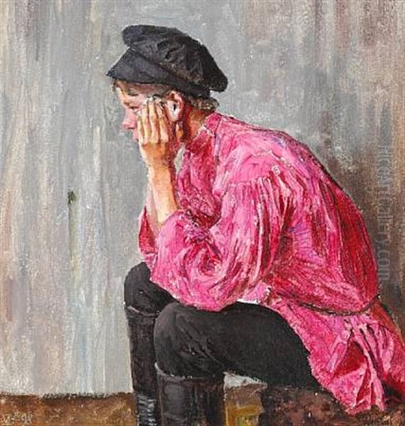 A Thoughtful Russian Peasant Boy - view 1