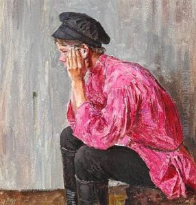 A Thoughtful Russian Peasant Boy by Aleksandr Inokent'evich Chirkov