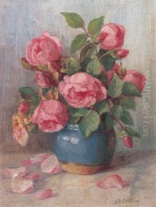 Red Roses In A Blue Vase by Alice Brown Chittenden