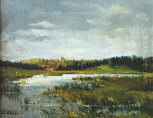 Pond With Forest And Cottage Pond With Forest And Cottage