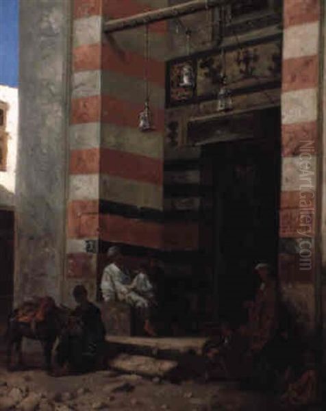 Figures Outside A Mosque - view 1