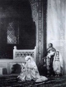 Lady With Her Attendants Praying In A Mosque