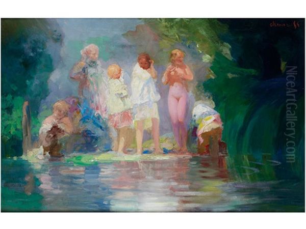 Badeszene Mit Madchen Am Ufer - view 1