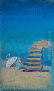 Tente Et Parasol Sur La Plage by Pavel Dmitrievitch Chmarov