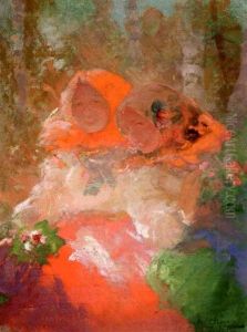 Paysannes Aux Fleurs by Pavel Dmitrievitch Chmarov