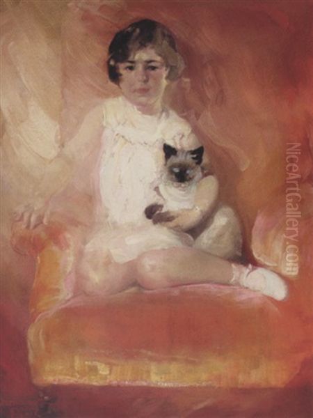 Portrait Of A Girl With Her Cat - view 1