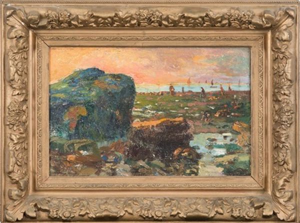 Paysage De Maree Basse Avec Personnages - view 1