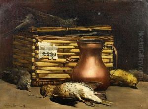 Nature Morte Aux Oiseaux Avec Une Grive Musicienne Et Un Pot En Cuivre