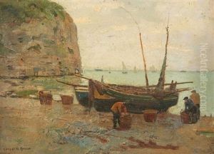 Pecheurs Au Bord De La Falaise D'yport