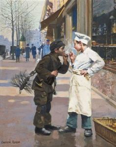 Jeunes Ramoneur Et Marmiton Fumant Des Cigarettes by Paul-Charles Chocarne-Moreau