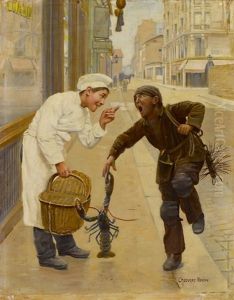 Junger Koch Mit Schornsteinfeger by Paul-Charles Chocarne-Moreau