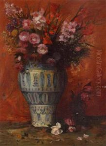 A Still Life With Flowers In A Vase A Still Life With Flowers In A Vase