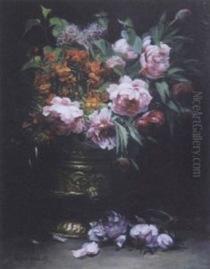 Nature Morte Au Cuivre Et Aux Pivoines