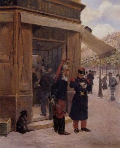 Militaires Au Cafe Durand by Paul-Charles Chocarne-Moreau